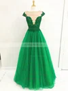 Ball Gown Scoop Neck Tulle Floor-length Lace Prom Dresses #UKM020105416