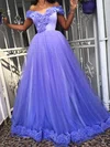 Tulle Off-the-shoulder Ball Gown Floor-length Ruffles Prom Dresses #UKM020105433