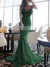 Trumpet/Mermaid Sweetheart Silk-like Satin Sweep Train Lace Prom Dresses #UKM020105480