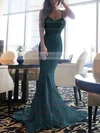 Trumpet/Mermaid Sweetheart Silk-like Satin Sweep Train Lace Prom Dresses #UKM020105480