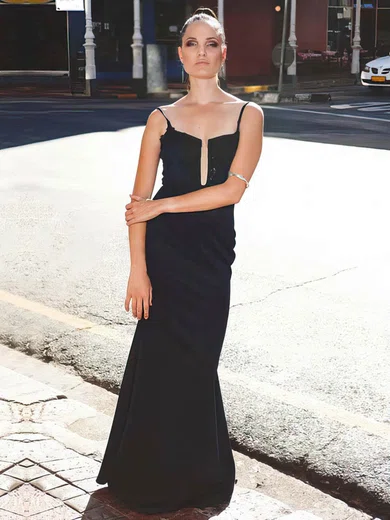 Sheath/Column Square Neckline Satin Floor-length Beading Prom Dresses #UKM020105534