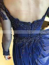 Sheath/Column V-neck Jersey Chiffon Detachable Beading Prom Dresses #UKM020105581