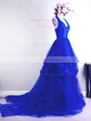 Princess Halter Organza Sweep Train Cascading Ruffles Prom Dresses #UKM020105670