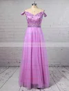 Princess Off-the-shoulder Tulle Floor-length Beading Prom Dresses #UKM020105706