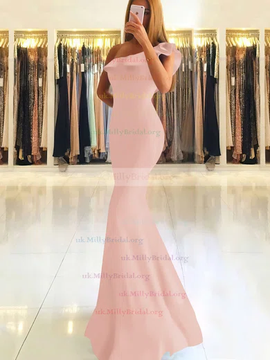 Trumpet/Mermaid One Shoulder Stretch Crepe Floor-length Ruffles