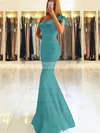 Trumpet/Mermaid One Shoulder Stretch Crepe Floor-length Ruffles Prom Dresses #UKM020105742
