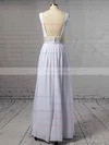 A-line V-neck Chiffon Floor-length Beading Prom Dresses #UKM020105772