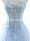 Princess Sweetheart Lace Tulle Sweep Train Appliques Lace Prom Dresses #UKM020105564