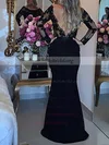 Trumpet/Mermaid Scoop Neck Lace Tulle Sweep Train Beading Prom Dresses #UKM020105593