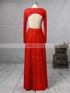 Sheath/Column V-neck Jersey Floor-length Split Front Prom Dresses #UKM020105617