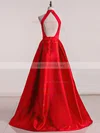 Princess High Neck Satin Sweep Train Prom Dresses #UKM020105678