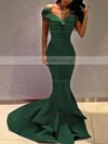 Trumpet/Mermaid Off-the-shoulder Satin Sweep Train Prom Dresses #UKM020105698