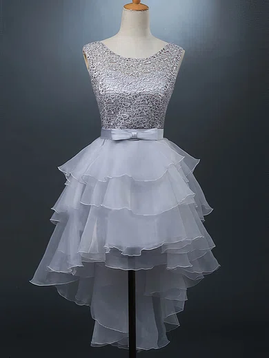 Ball Gown Scoop Neck Tulle Ruffle Tiered Prom Dresses #UKM020105380