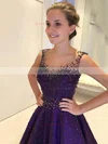 Ball Gown Scoop Neck Tulle Floor-length Beading Prom Dresses #UKM020105426