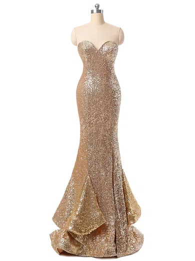 Mermaid Strapless Sparkly Sequin Prom Dresses #UKM020105818