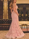 Trumpet/Mermaid Scoop Neck Tulle Sweep Train Appliques Lace Prom Dresses #UKM020105538