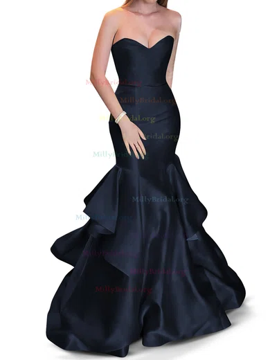 Trumpet Mermaid Black Sweetheart Satin Prom Dress Trumpet Mermaid Black Sweetheart Satin Prom Dress
