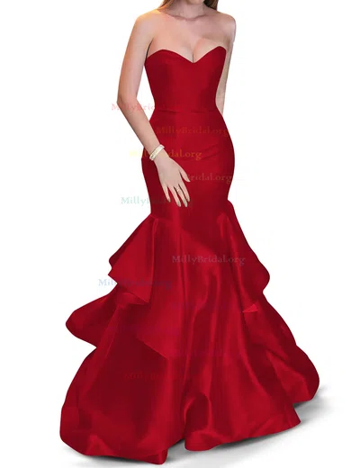 Mermaid prom dress with ruffle train best sale