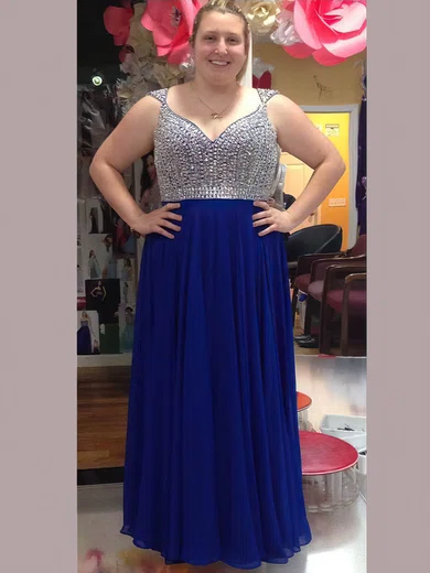 Chiffon Sweetheart A-line Floor-length Beading prom dress #UKM020105974