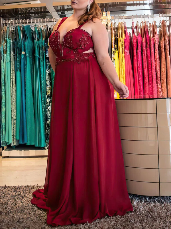 Chiffon Sweetheart A-line Floor-length Beading prom dress #UKM020105984