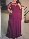 Chiffon Scoop Neck A-line Floor-length Beading prom dress #UKM020105997