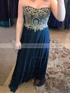 Chiffon Sweetheart A-line Floor-length Appliques Lace prom dress #UKM020106018