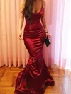 Trumpet/Mermaid Floor-length V-neck Silk-like Satin Prom Dresses #UKM020106041