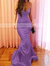 Trumpet/Mermaid V-neck Silk-like Satin Floor-length Prom Dresses #UKM020106041