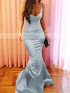 Trumpet/Mermaid V-neck Silk-like Satin Floor-length Prom Dresses #UKM020106041