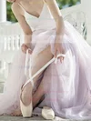 A-line Sweetheart Tulle Sweep Train Prom Dresses #UKM020106064