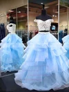 Princess Off-the-shoulder Organza Floor-length Appliques Lace Prom Dresses #UKM020106069