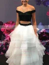 Princess Off-the-shoulder Organza Floor-length Appliques Lace Prom Dresses #UKM020106069