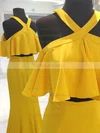 Sheath/Column Scoop Neck Jersey Floor-length Ruffles Prom Dresses #UKM020106070