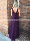 A-line V-neck Chiffon Floor-length Beading Prom Dresses #UKM020106091