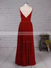 A-line V-neck Chiffon Floor-length Sashes / Ribbons Prom Dresses #UKM020105036