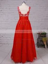 A-line Scoop Neck Chiffon Floor-length Beading Prom Dresses #UKM020105043