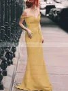 Sheath/Column Off-the-shoulder Silk-like Satin Floor-length Split Front Prom Dresses #UKM020105047