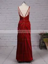 Sheath/Column V-neck Silk-like Satin Floor-length Ruffles Prom Dresses #UKM020105058