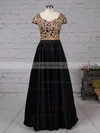 Princess V-neck Satin Floor-length Appliques Lace Prom Dresses #UKM020105063