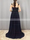 Empire V-neck Chiffon Floor-length Appliques Lace Prom Dresses #UKM020105081