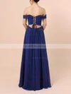 A-line Off-the-shoulder Chiffon Floor-length Ruffles Prom Dresses #UKM020105083