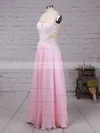A-line V-neck Chiffon Floor-length Appliques Lace Prom Dresses #UKM020105095
