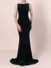 Trumpet/Mermaid Scoop Neck Velvet Sweep Train Prom Dresses #UKM020105097