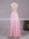 A-line V-neck Chiffon Floor-length Appliques Lace Prom Dresses #UKM020105116