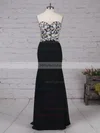 Sheath/Column Sweetheart Chiffon Floor-length Appliques Lace Prom Dresses #UKM020105120