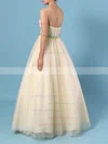 Ball Gown V-neck Lace Tulle Floor-length Beading Prom Dresses #UKM020105139