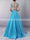 Ball Gown Scoop Neck Satin Floor-length Beading Prom Dresses #UKM020105140