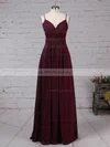 A-line V-neck Chiffon Floor-length Appliques Lace Prom Dresses #UKM020105832