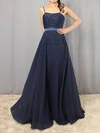 A-line Scoop Neck Chiffon Floor-length Appliques Lace Prom Dresses #UKM020105862