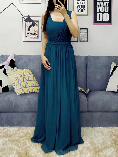 A-line Halter Chiffon Floor-length Sashes / Ribbons Prom Dresses #UKM020105870